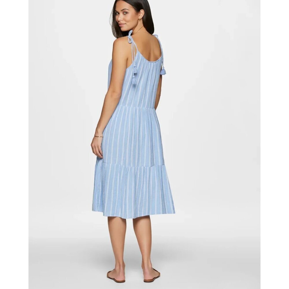 Beachlunchlounge Blue and White Stripe Tassel Tie Dress - Picture 7 of 8